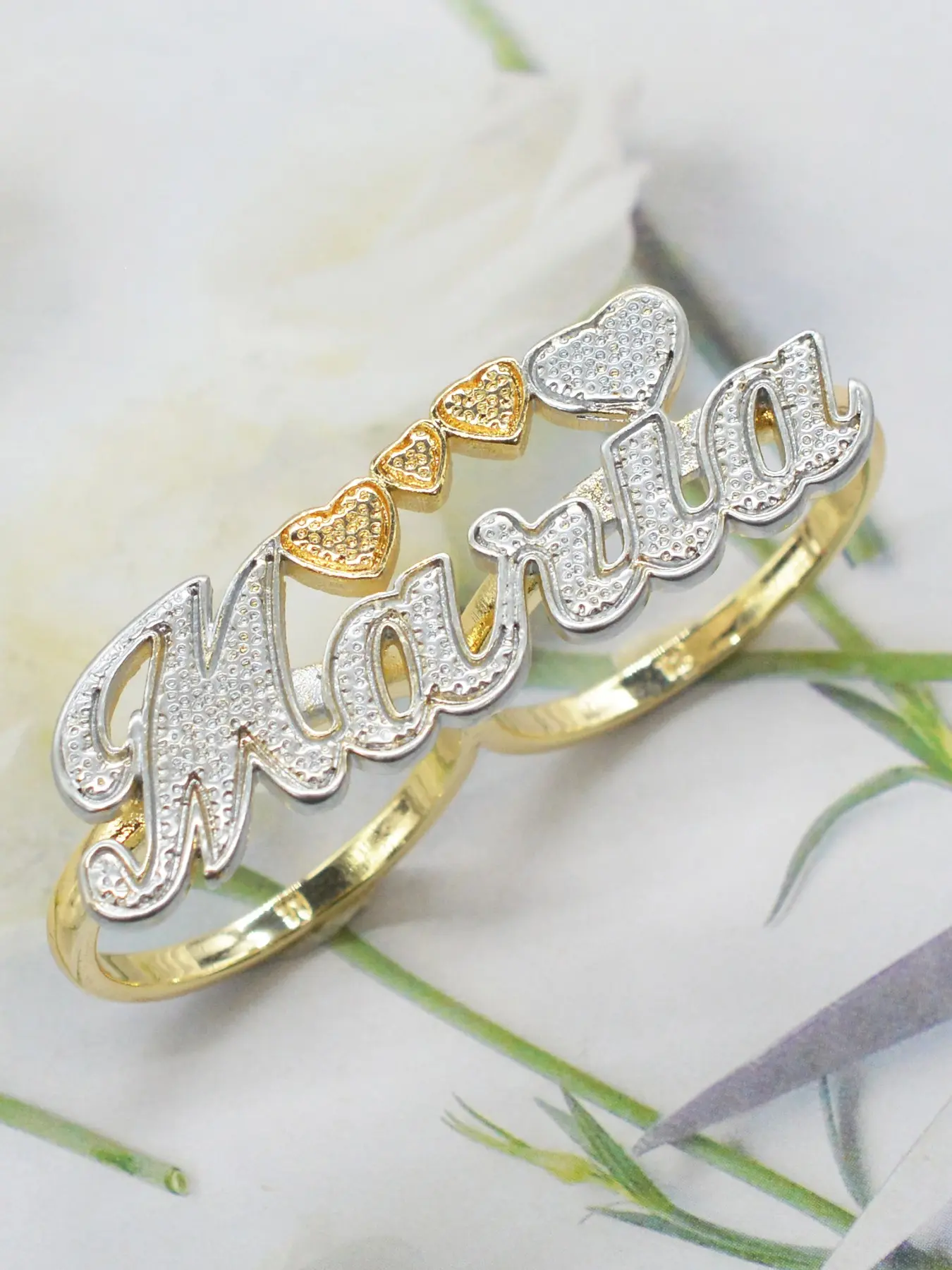 Fashion Creative 18k Gold Plated Letter Heart Engraved Women's Interlocking Heart Cluster Ring, Daily Wear Jewelry Gift for Valentine's Day Party Anniversary Birthday, Heart Shaped Ring, Fashion Rings, Beautiful Rings