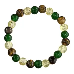 Natural Tiger Eye Stone Bracelet – Healing Crystal for Men Women, Wealth Success Protection, Chakra Balancing, Adjustable String Elegant Bangle