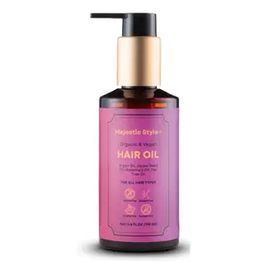 Majestic Style Vegan & Organic Hair Oil 5.6 fl oz - 100% Natural Ingredients for All Hair Types