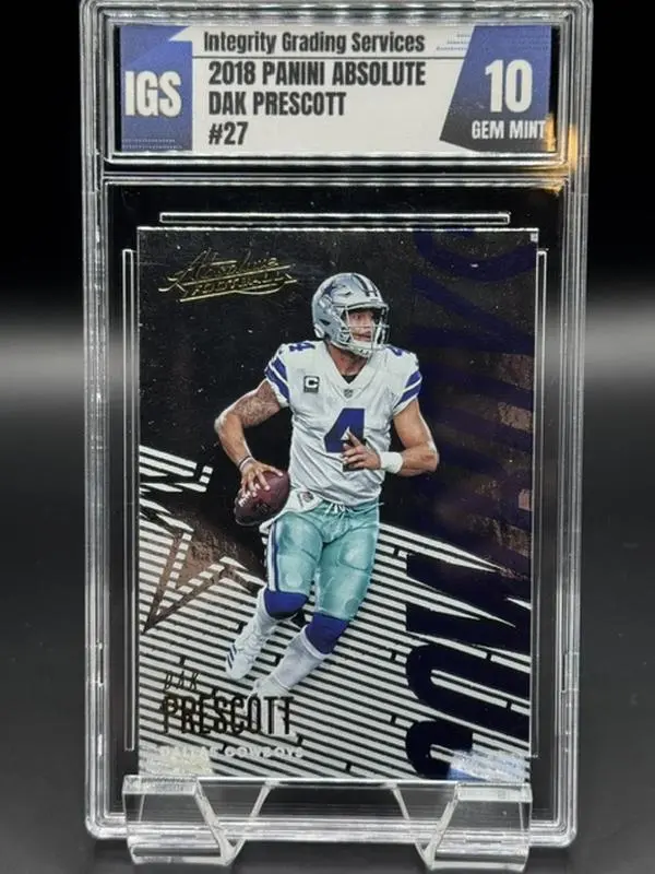 2018 Panini Absolute Football Card #27 Dak Prescott Dallas Cowboys Graded Gem Mint 10
