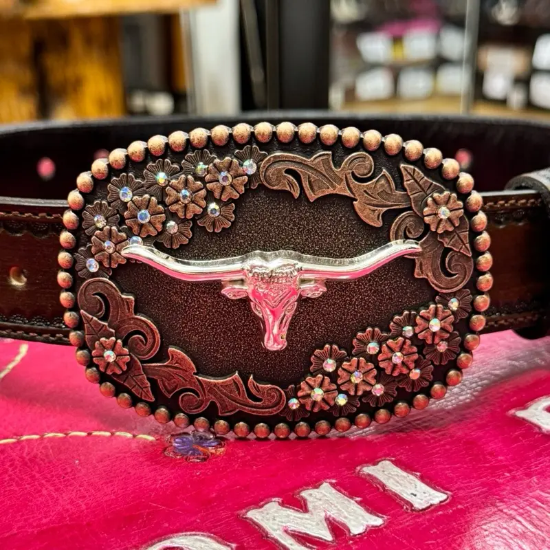 FLORAL LONGHORN BUCKLE