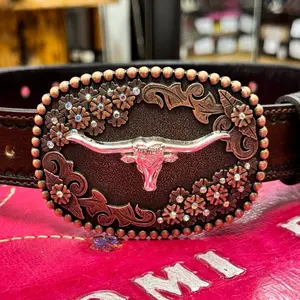 FLORAL LONGHORN BUCKLE