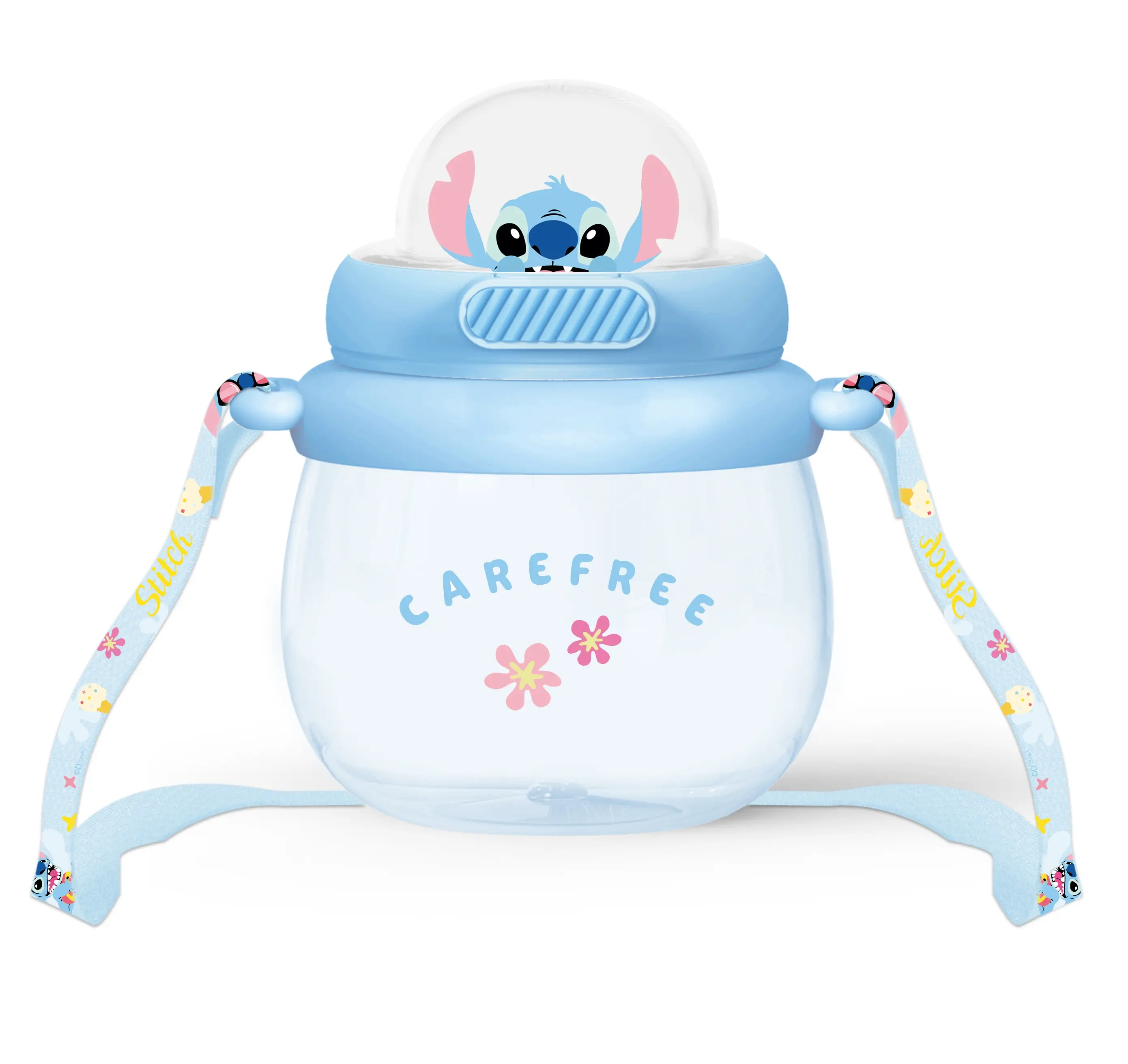 Disney Stitch Series Plastic Cup 800mL Flip-top Straw Tumbler Large Capacity Drinking Bottle Pop Lid With Strap Drinking Cup