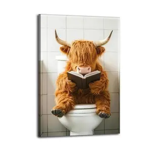 Highland Cow Canvas Aesthetic For The Bedroom Wall Sitting Room Dormitory Wall Office Wall Poster Decorative Painting Canvas Wall