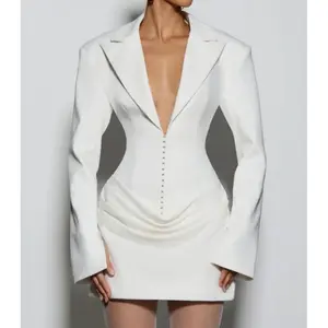 Elegant Suit Collar Long Sleeve Bodycon Personality Dress for Autumn and Winter