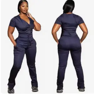 •	Stylish Scrub Top: partial front zipper closure for easy wear 	•	Scrub Pants: Zippered lower leg openings for adjustable fit and ease of movement Uniforms
