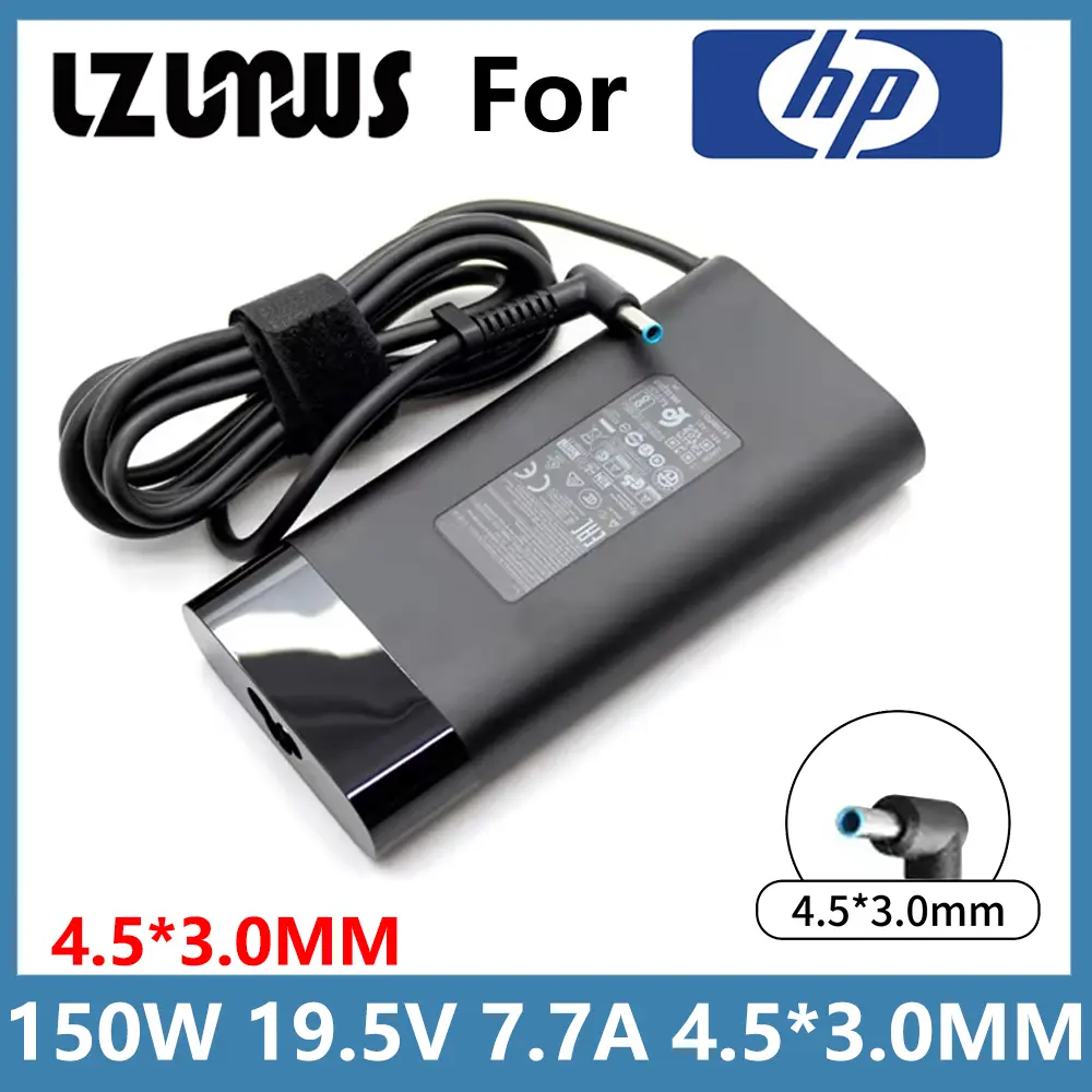 HP 150W 7.7A 4.5 x 3.0 mm Charger for HP ZBook Studio G3 G4 G5 G6 G7 G8,15 G3 G4 G5 G6,Power G7 G8,Fury 15 17 G7 G8, 15u G3,15v x360 G5 Mobile Workstation Laptop 19.5V 7.7A AC Power Supply Adapter Cord
