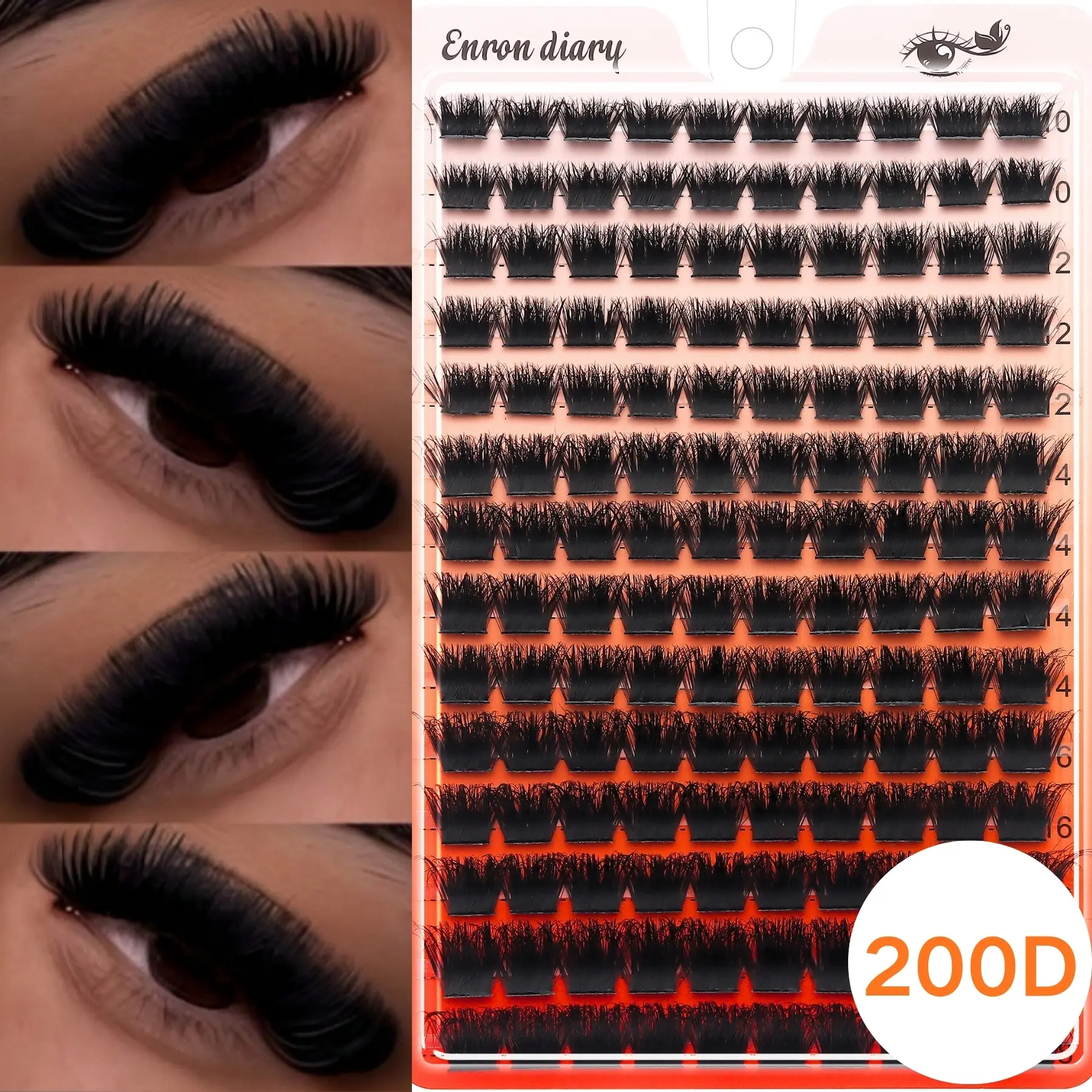 140PCS Individual Lash Clusters 200D 3D Curl 10-18mm DIY, Thick&Fluffy&Natural Volume Lashes, Voluminous False Eyelashes, Diy False Eyelashes, Reusable Eyelash Extension Kit For Home Or On-The-Go Use For Daily Life&Wedding&Travel, Eyelashes Extensions