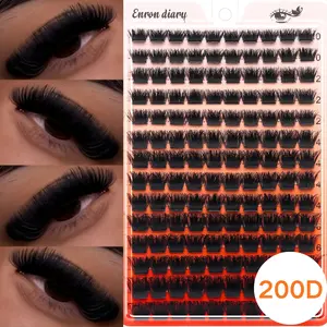 140PCS Individual Lash Clusters 200D 3D Curl 10-18mm DIY Lash Clusters Thick&Fluffy&Natural Reusable Individual Eyelash Extension Makeup Cosmetic Kit For Home Or On-The-Go Use For Daily Life&Wedding&Dating&Party&Travel, Eyelashes Extensions