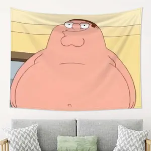 Peter Griffin Album Cover Tapestry - Soft Peach Beige Polyester Wall Hanging, Home Goods Home Decor for Room, Colorful Gift Option