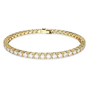 Swarovski Matrix Tennis Bracelet - Round Cut - White - Gold-tone Plated - Large 5657662