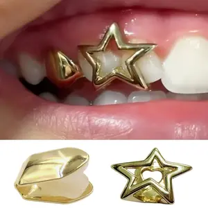 European/American hip-hop grill—niche design with cutout details; unisex five-pointed star tooth caps; minimalist star tooth jewelry.