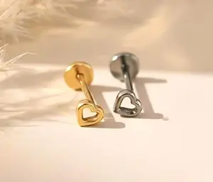 20G/18G/16G Titanium Labret Stud Earring, Nose Stud, Threadless Push Pin Stud, Flat Back Earrings, Helix Earring • Tragus Earring • Cartilage Earring • Nose Ring • Women Earring, Gold plated earring, Trending earring