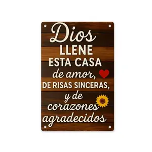 8x12 Inch "Dios Llene Esta Casa" Spanish Prayer Metal Sign, Vintage Rustic Home Wall Decor