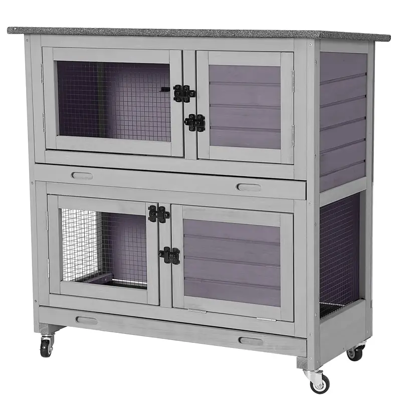 Aivituvin Outdoor Indoor Bunny Hutch With Wheels-AIR77 Aivituvin Outdoor Indoor Bunny Hutch With Wheels-AIR77