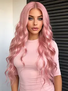 Women's Long Wave Curl Wig, Wavy Wigs, Synthetic Natural Middle Part Design, Heat Resistant Daily Wear Party Wig, All Season Use