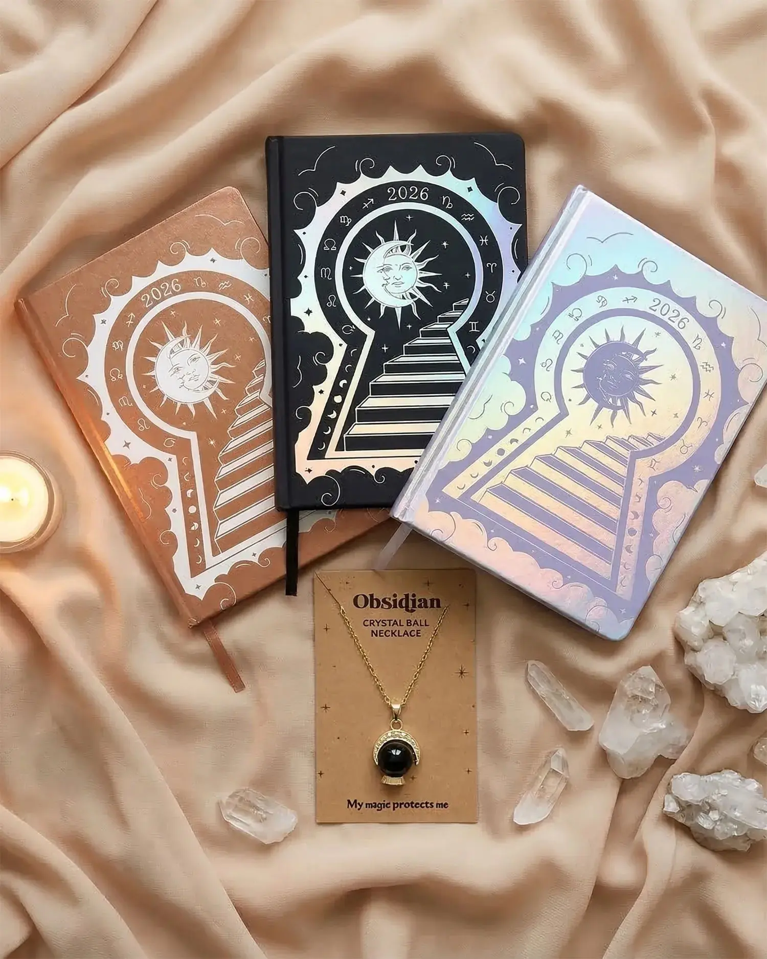 Protection & Clarity Bundle - 2026 Moon Planner and free obsidian necklace