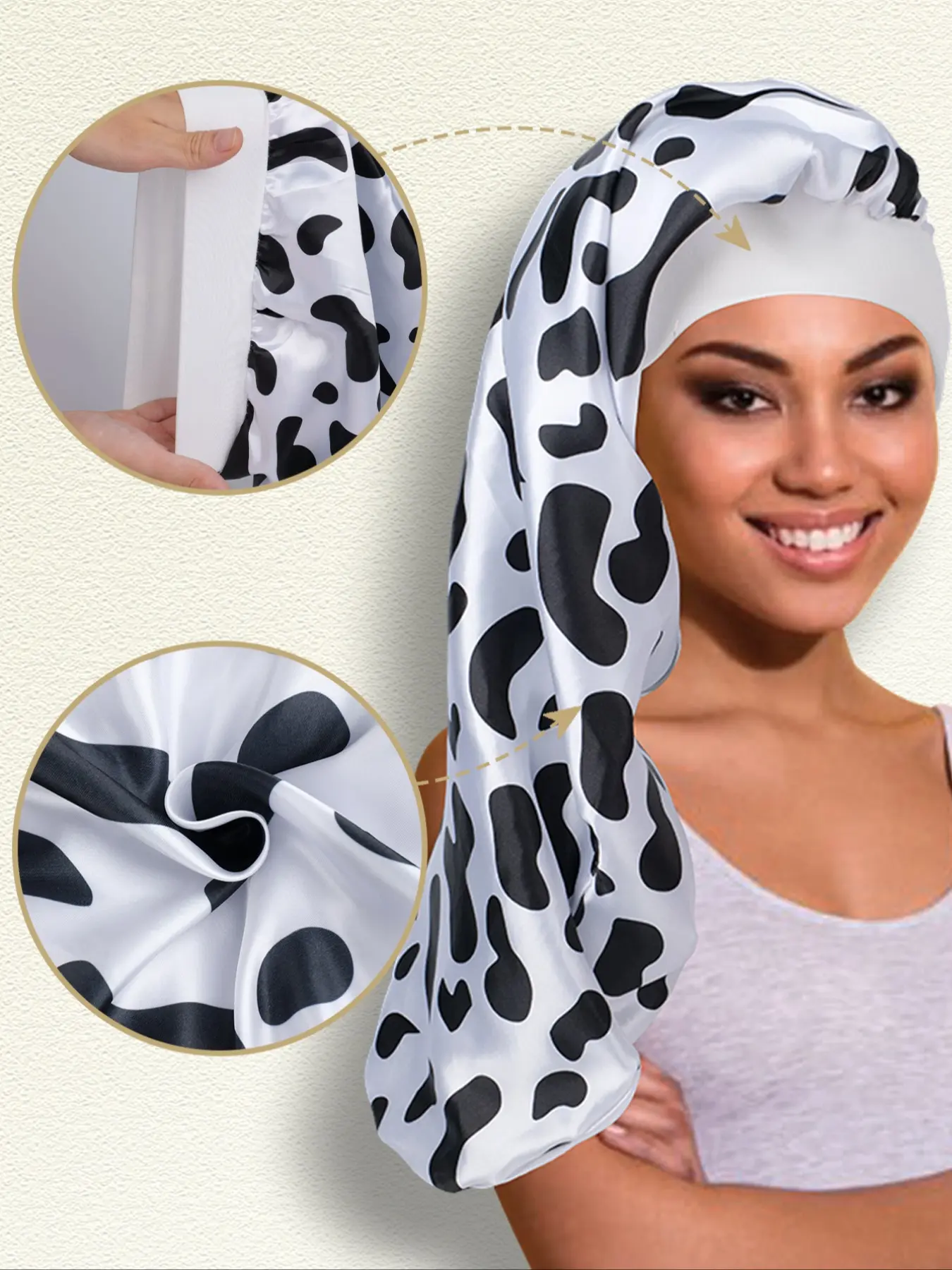 Women's Milk Long Sleep Cap, Hair Protection Nightcap, Comfortable & Soft Sleeping Hat, Essential Bedtime Accessory for Women, Adjustable Hair Bonnet, Elastic Hair Bonnet, Sleep Bonnets