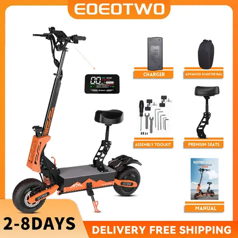 High Performance Dual Motor Adult Scooter - 5600W Power, 60V27AH Removable Battery, 11in Off-Road All-Terrain Tires, Dual Suspension Shock Absorbers, Adjustable Seat, 46 MPH, Foldable, LCD Screen, Key Lock, for Sports & Outdoor Fitness