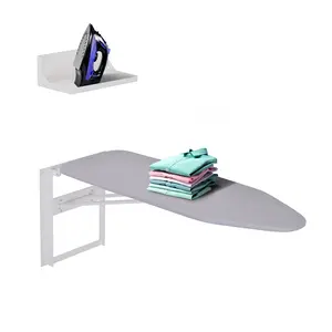 Ivation Wall Mounted Ironing Board, 36.2” x 12.2” Fold Down Iron Board with Storage Shelf