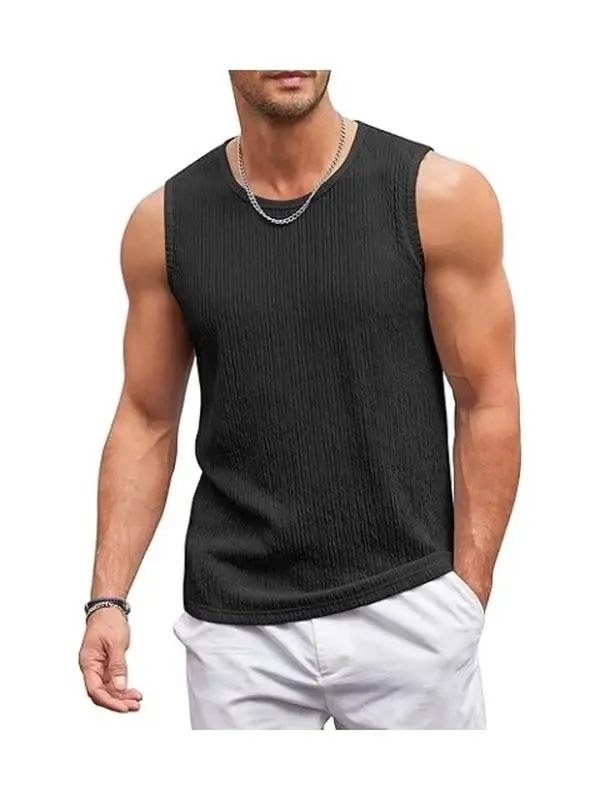 COOFANDY Men's Vests Casual Tank Tops 2 Pack Knit Sleeveless Lightweight Tee Muscle Basic T Shirts