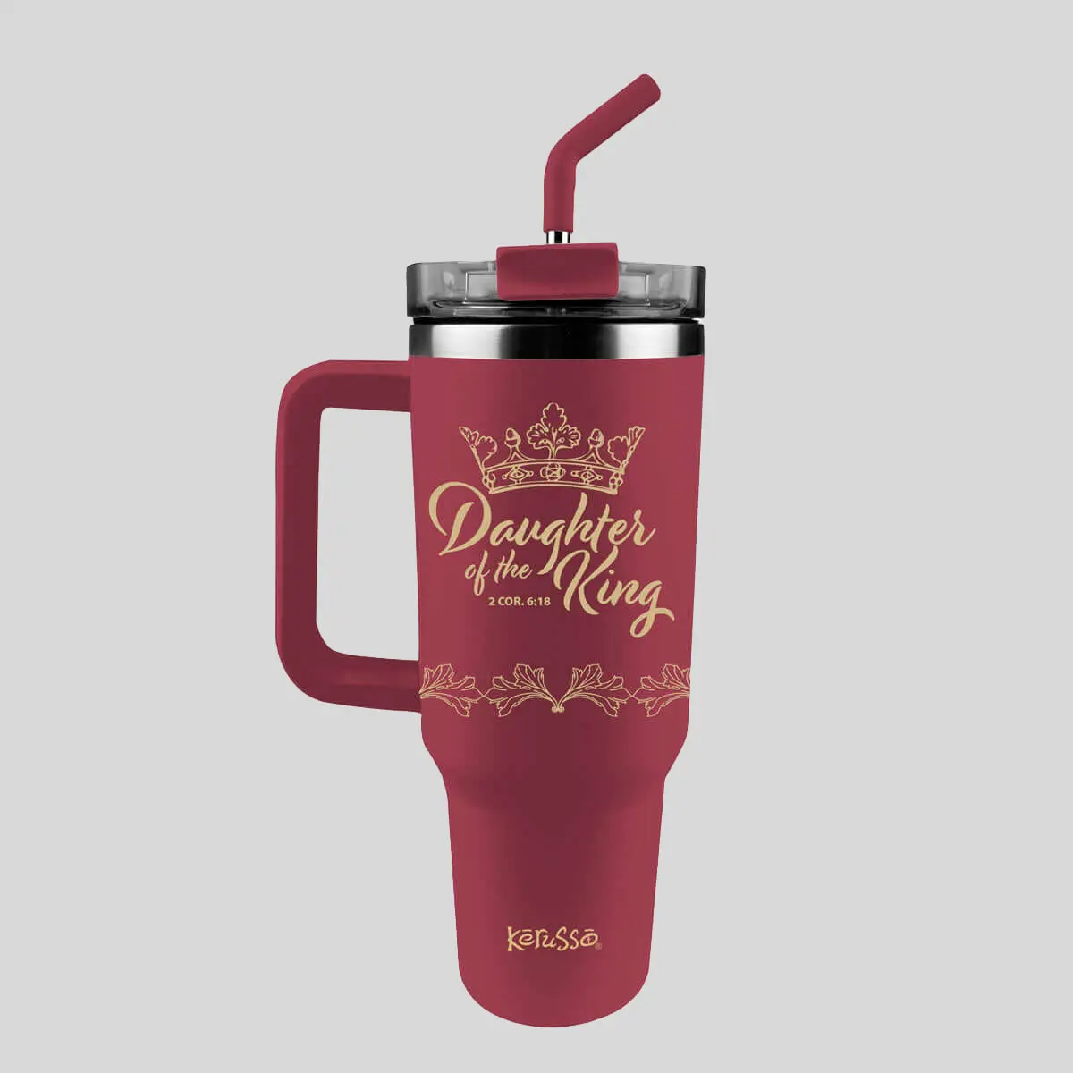 Kerusso 40oz Stainless Steel Mug with Straw Lid, Vacuum Seal Drinkware for Daughters