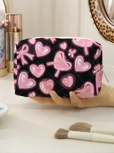 Heart Pattern Makeup Bag, Portable Zipper Makeup Storage Bag, Lightweight Travel Bag, Suitable for Business Trips, Travel, Valentine's Day Gifts