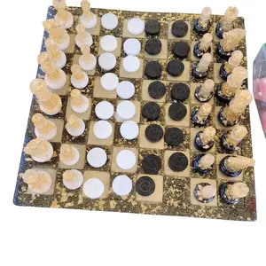 Chess and Checkers Set with Classic Pieces Glittering Board for Engaging Strategy Games Perfect for Family Fun