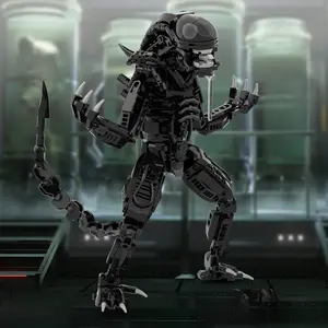 Xenomorph Building Set, Moc Aliens Action Figure Kit, Compatible with Lego, Horror Sci-Fi Collectible Model, Detailed Base, Ages 6+, Creative Building Blocks