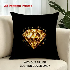 1pc, Modern Luxury Style Pillow Cover, Sparkling Gold Diamond Black Background Design Pattern Double-sided Printed Pillow Cover, Suitable for Everyday Bedroom, Living Room, Sofa, Bed Elegant Home Embellishment Cushion Pillow Cover (No Pillow Core)