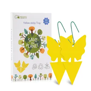 Garsum Gant Traps with Hanging Hole for Indoors,Fruit Fly Bugs Trap, Yellow Sticky Fungus Knit Killer for Houseplant,Mosquito, Flying Insert, White Flies,18 Pack