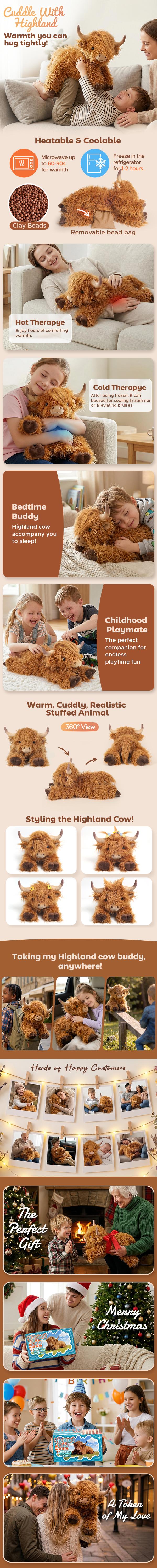 25" | 4.5 Lbs Weighted Cute Yak Plush with Washable Cover, Unscented, Microwavable, Heatable & Coolable Stuffed Animal for Kids & Adults, Birthday & Christmas Gift