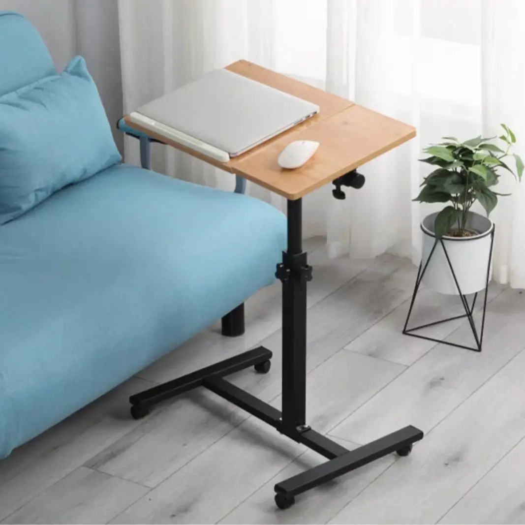 CNCEST Adjustable Height-Angle Rolling Computer Cart - Minimal, 5kg Capacity, Metal Frame with Caster Wheels, Multi-Use Indoor Table Furniture for Living Room, Bedroom
