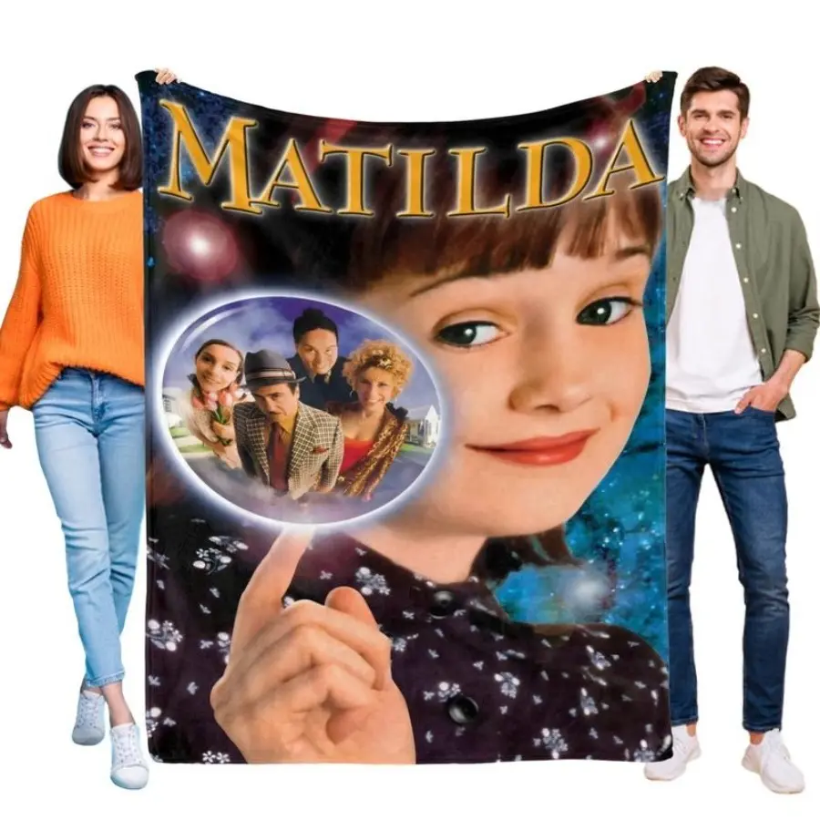 Matilda Themed Modern Flannel Texture Blanket - 60x50in, Lightweight Cozy, Breathable, All Seasons Bedding Throw for Home & Camping, Lightweight Cozy Blanket, Machine Wash