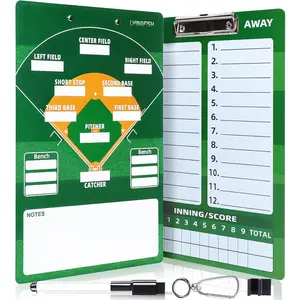 Reusable Double-Sided Dry Erase Coaches Clipboard Writable Erasable Baseball White Board for Coaches