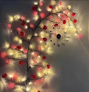 96 LED Vine Branch Fairy Lights USB Powered Remote Control IP44 Waterproof Indoor Outdoor Art Mood Lights for Romantic Bedroom Valentine's Day Proposal Decoration DIY Wreath Room Decor