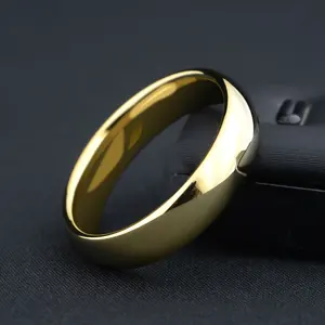 Classic Gold Color Alliance Couples Tungsten Wedding Band Engagement Rings for Men Women  6mm Width Comfort