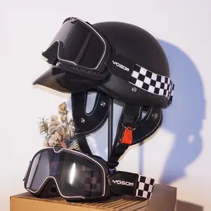 Vintage Electric Motorcycle Scooter Helmet Unisex Summer Sun Protection Half Shell Helmet All Seasons, Men Women