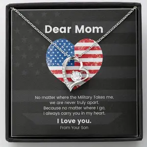 Military Mom Necklace Gift, Love Knot Necklace With Heartfelt Message Card, Necklace For Mom From Son Or Daughter, Gifts For Mom For Mothers Day Or Best Birthday Presents For Mom, Mom Jewelry For Women