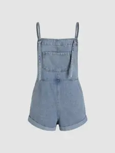 CIDER Denim Pocket Ultra Short Romper