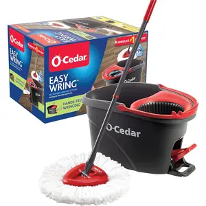 O-Cedar EasyWring Microfiber Spin Mop and Bucket Cleaning System, (Red/Grey)