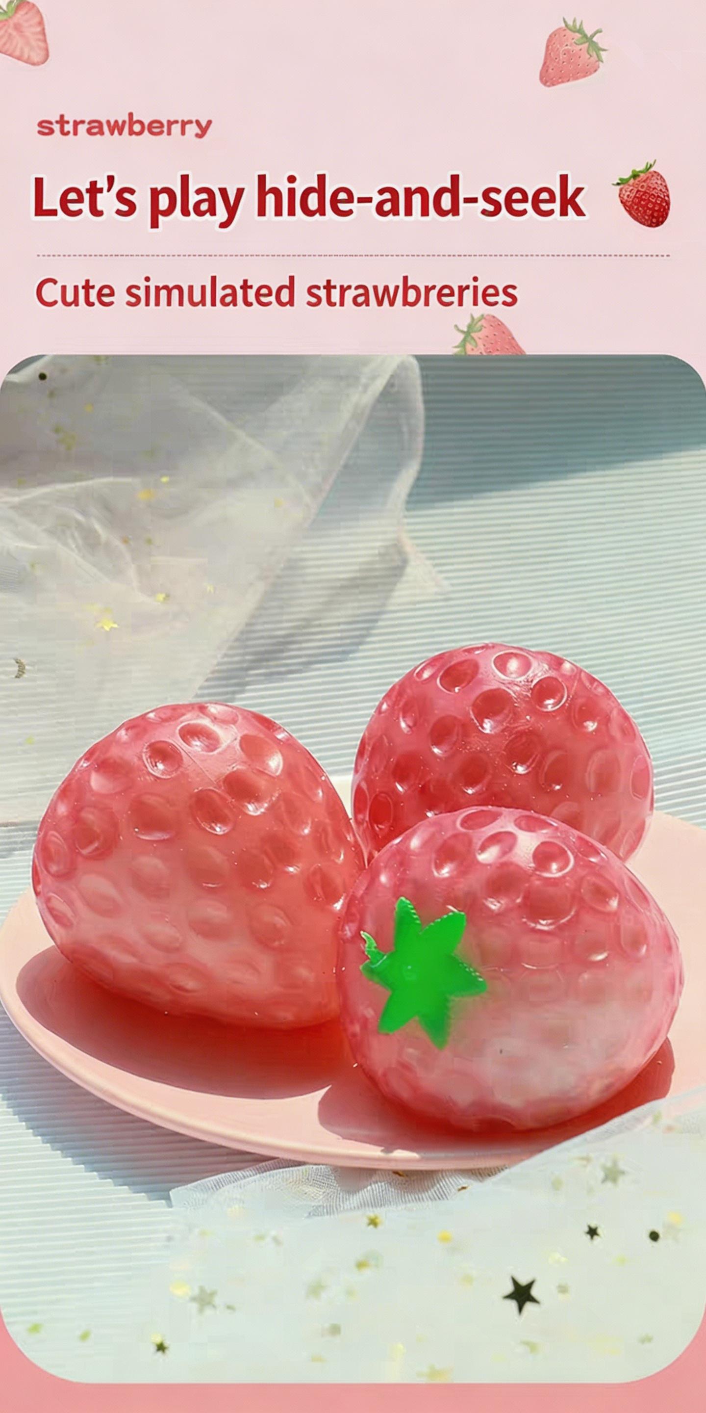 2PCS Color Changing Strawberry Squishy  Stress Relief Fidget Toy   Fruity Fidget Toy for Stress Relief & Sensory Play for Kids & Adults | Super Satisfying Squeeze