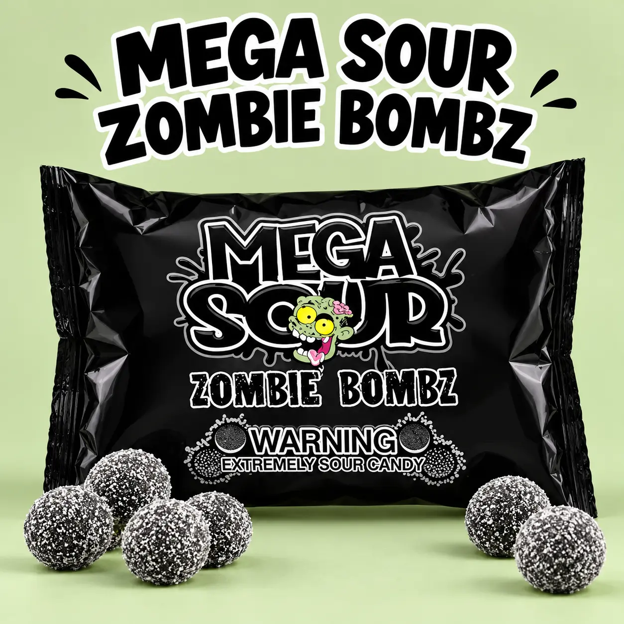 Barnetts Mega Sour Candy Zombie Bombz 104g / 3.7OZ – Handmade British Hard Sweets – Extreme Sour Candy Challenge – Retro Party Bag & Gift Hamper Treats