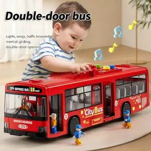 Large Size Light Music Inertia Bus Model Pull Back Cars Simulation Bus High Quality Drop-resistant Educational Toys Gifts