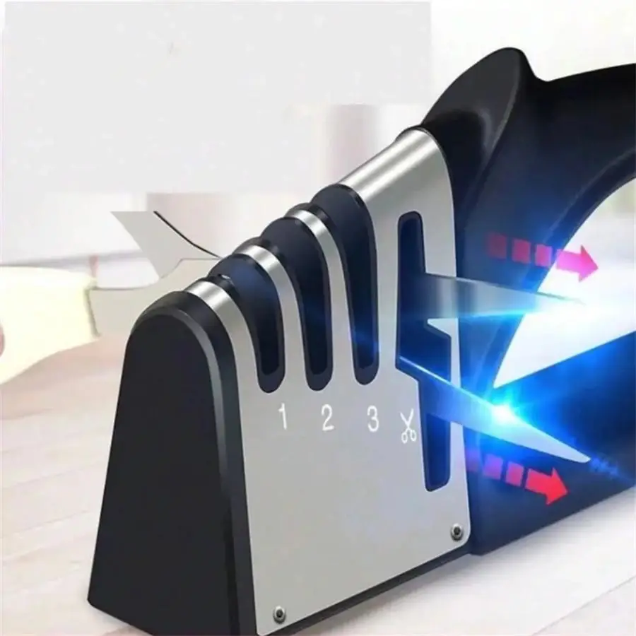 Manual 4 in 1 Knife Sharpener, 1 Count Manual Knife Sharpener, Professional Chef's Kitchen Knife Accessories, Kitchen Blade & Scissors Sharpening Tool