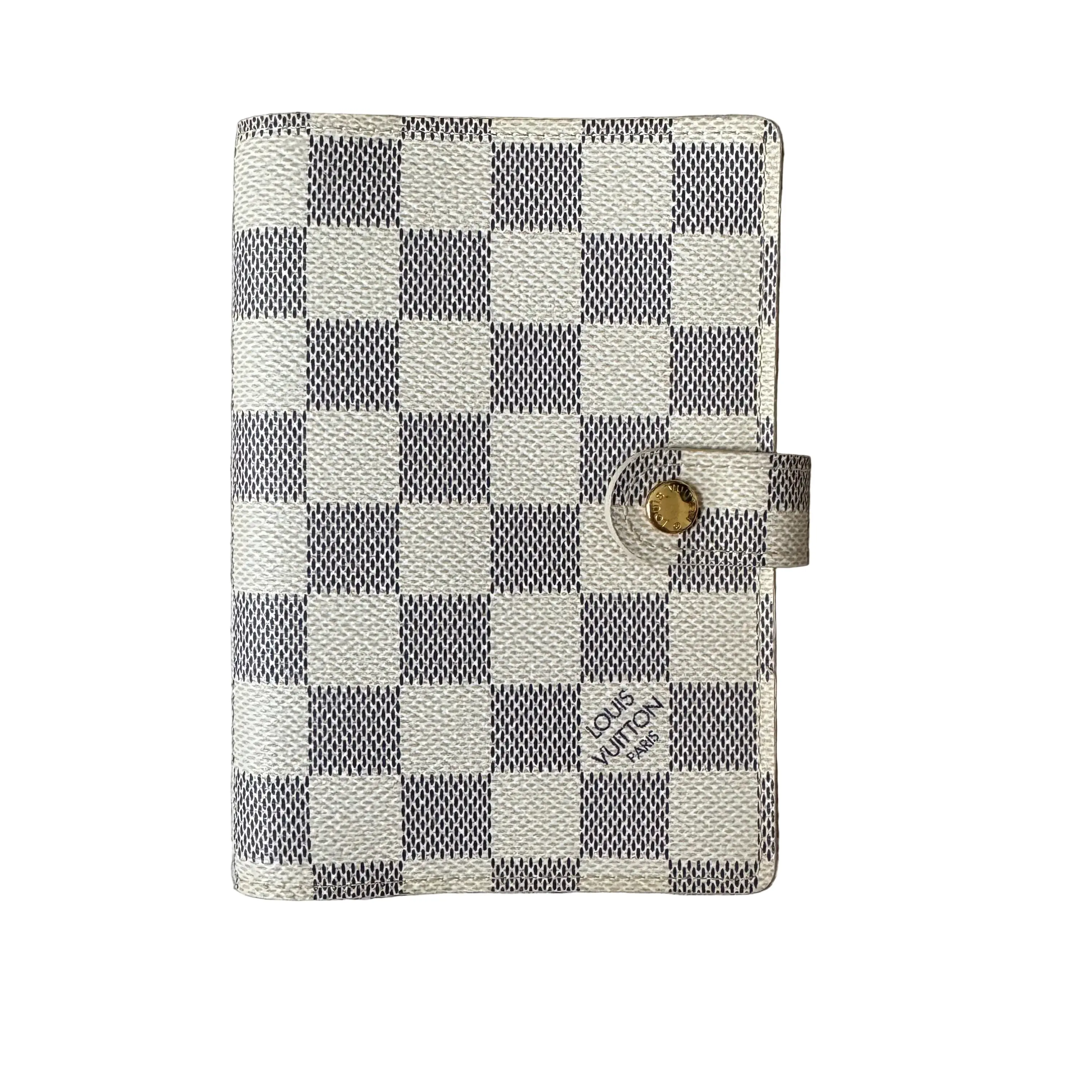 Pre-owned Louis Vuitton Damier Azur Canvas Small Leather Goods Small Day Agenda LOU.S.1269 (Black)
