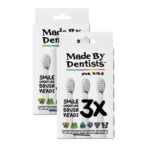 Made By Dentists Kids Electric Toothbrush Replacement Heads – 6 Heads (2x3) - Soft Bristles Brush Head for Gentle Care, 18 Months Supply