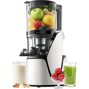Juicer, 3-in-1 cold press juicer with 6.5-inch large chute, 100 ounce large capacity, AC motor, for making juice, nut milk, and ice cream, bright white Non-slip Stainless Steel Ground Grip Crampons