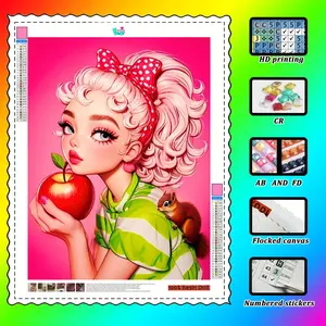Cartoon Teenager Pattern DIY Diamond Arts Colorful Painting Kit, DIY 5D Diamond Arts Colorful Painting for Bedroom Home Wall Decor, Diamond Painting Kits