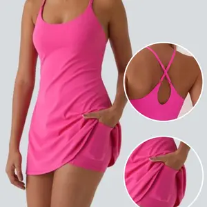 2025 Women's New Sports Cross Strap Tennis Skirt Anti Light Strap Pocket Fitness Two Piece Set#SportyChic #PocketPerfect #TikTokFinds #CrossBackQueen